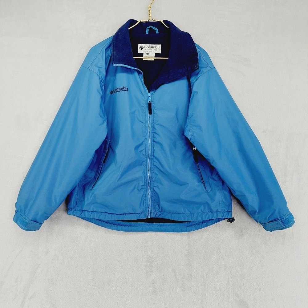 Columbia Sportswear Women Fleece Lined Blue Full Zip Windbreaker Jacket Z44